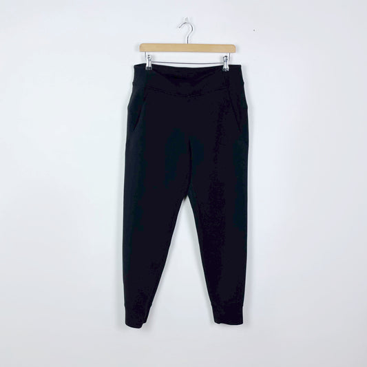 lululemon black neoprene tapered joggers - size 10