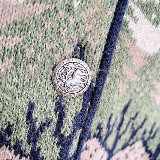 vintage moose + cabin scenery knit cardigan