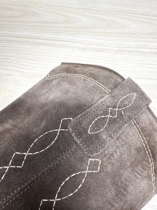 nwot alesya suede western stitch tall boots | cowboy | made in Italy - good market thrift store