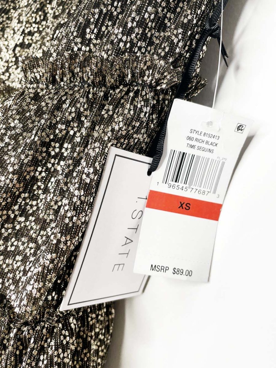 nwt 1state gold metallic ruffle mini skirt - good market thrift store