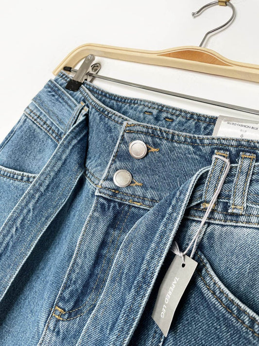 nwt oliver bonas belted high rise jeans - good market thrift store
