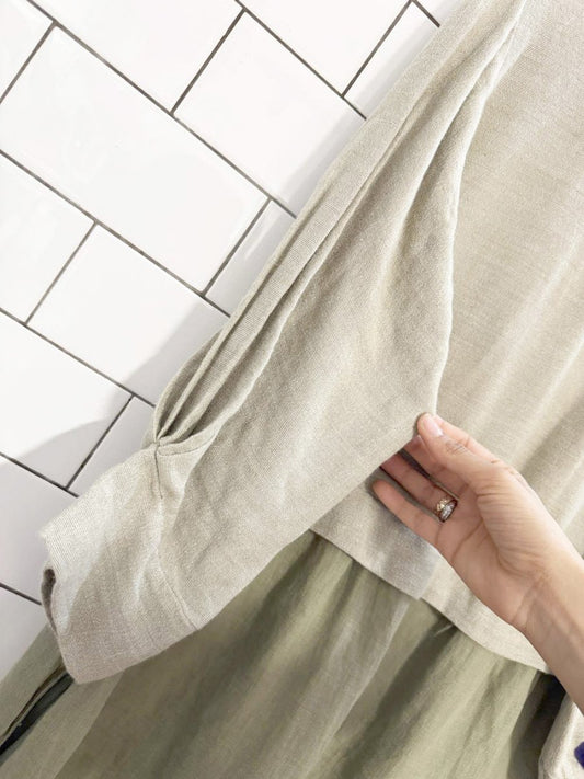 nwt pan linen - blend pleated sleeve midi dress | made in Portugal - good market thrift store