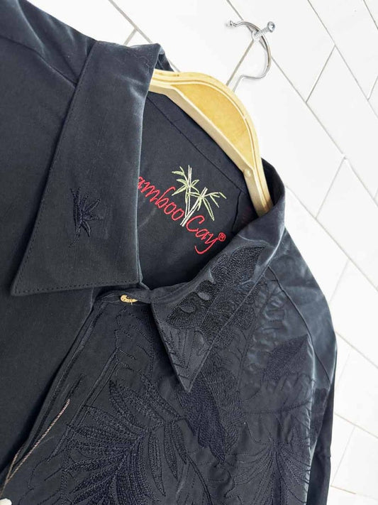 nwt vintage bamboo cay embroidered full button resort shirt - good market thrift store