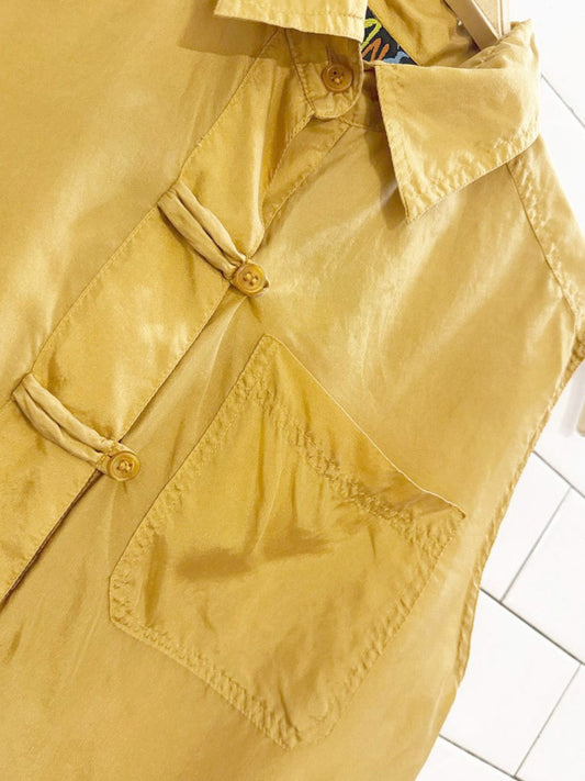 nwt vintage stone silks 100% silk frog button sleeveless blouse - good market thrift store