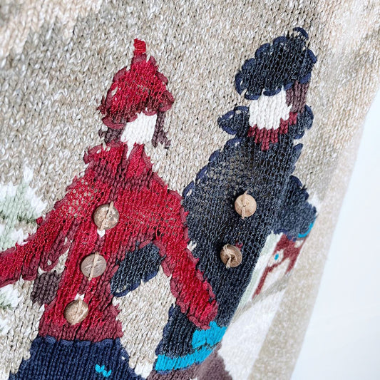 vintage 00s NR ice skaters knit cardigan