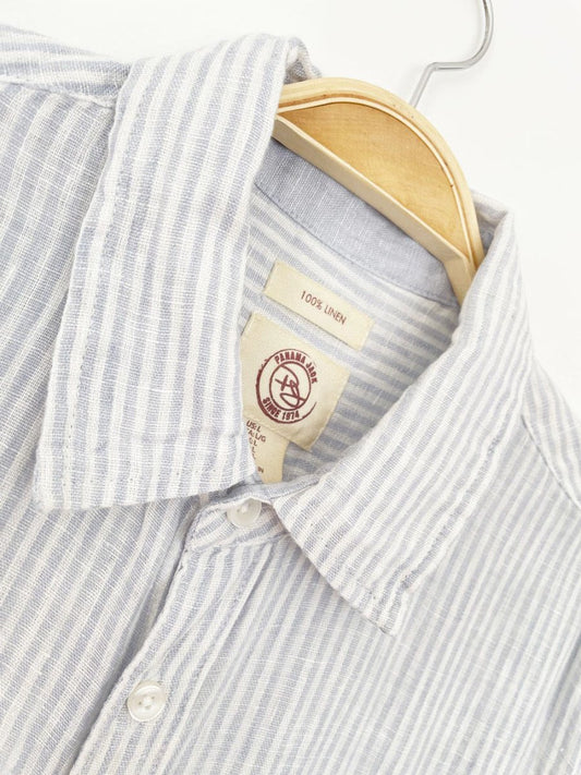 panama jack 100% linen blue stripe relaxed shirt - good market thrift store
