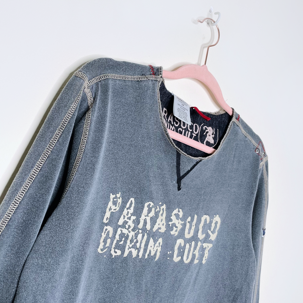 vintage parasuco contrast stitch long sleeve tee - size small