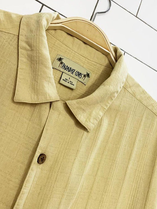 paradise coves 100% silk textured full button shirt - good market thrift store