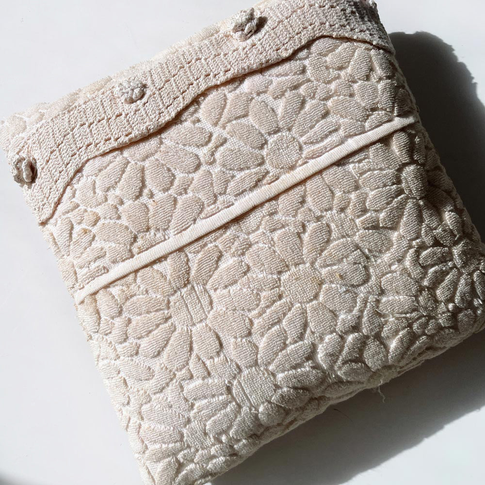 vintage handmade latch hook heart throw pillow