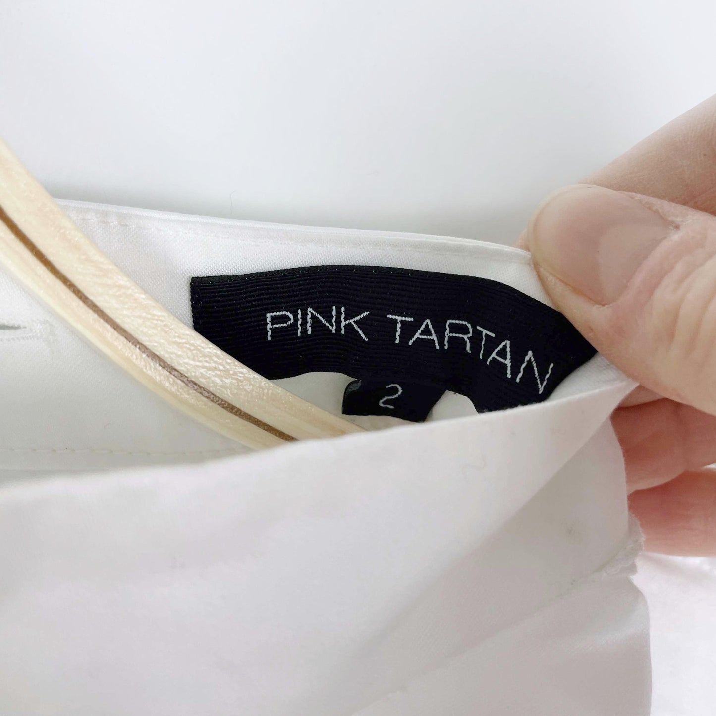 pink tartan white ruffle sleeve blouse - size 2