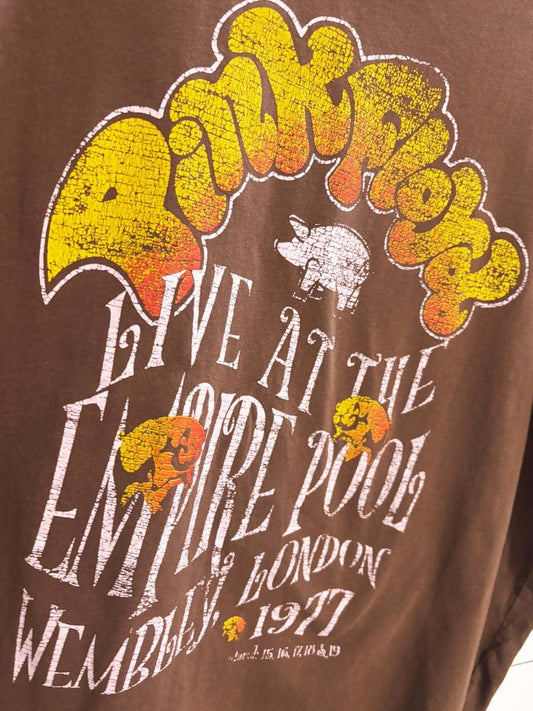 pink floyd at empire pool 77 reprint band tee - good market thrift store
