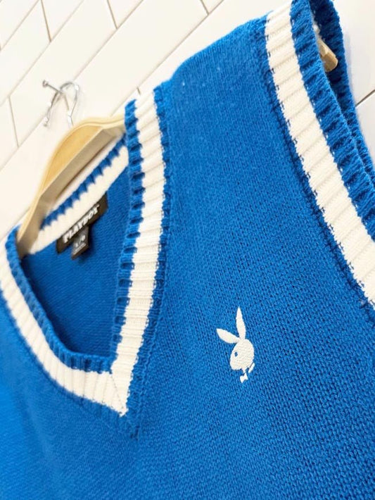 playboy tennis prep cropped knit vest - good market thrift store