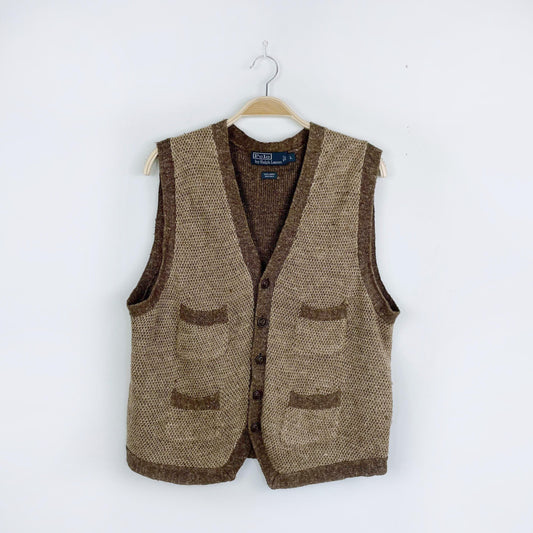 vintage polo ralph lauren linen-silk knit vest