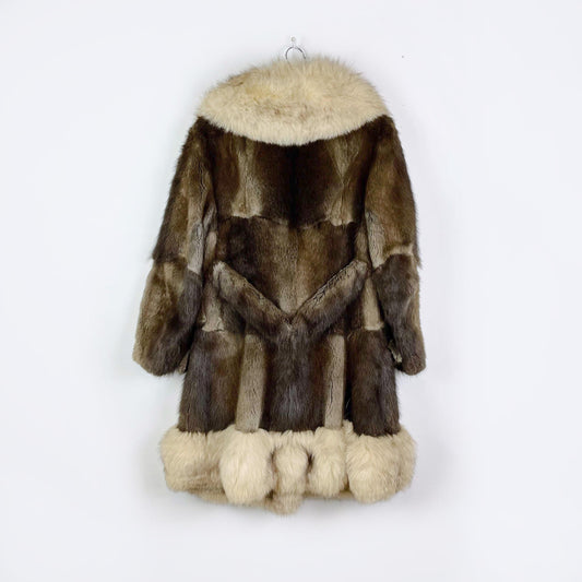 vintage illbury furs mink and fox trim double breasted coat - size small