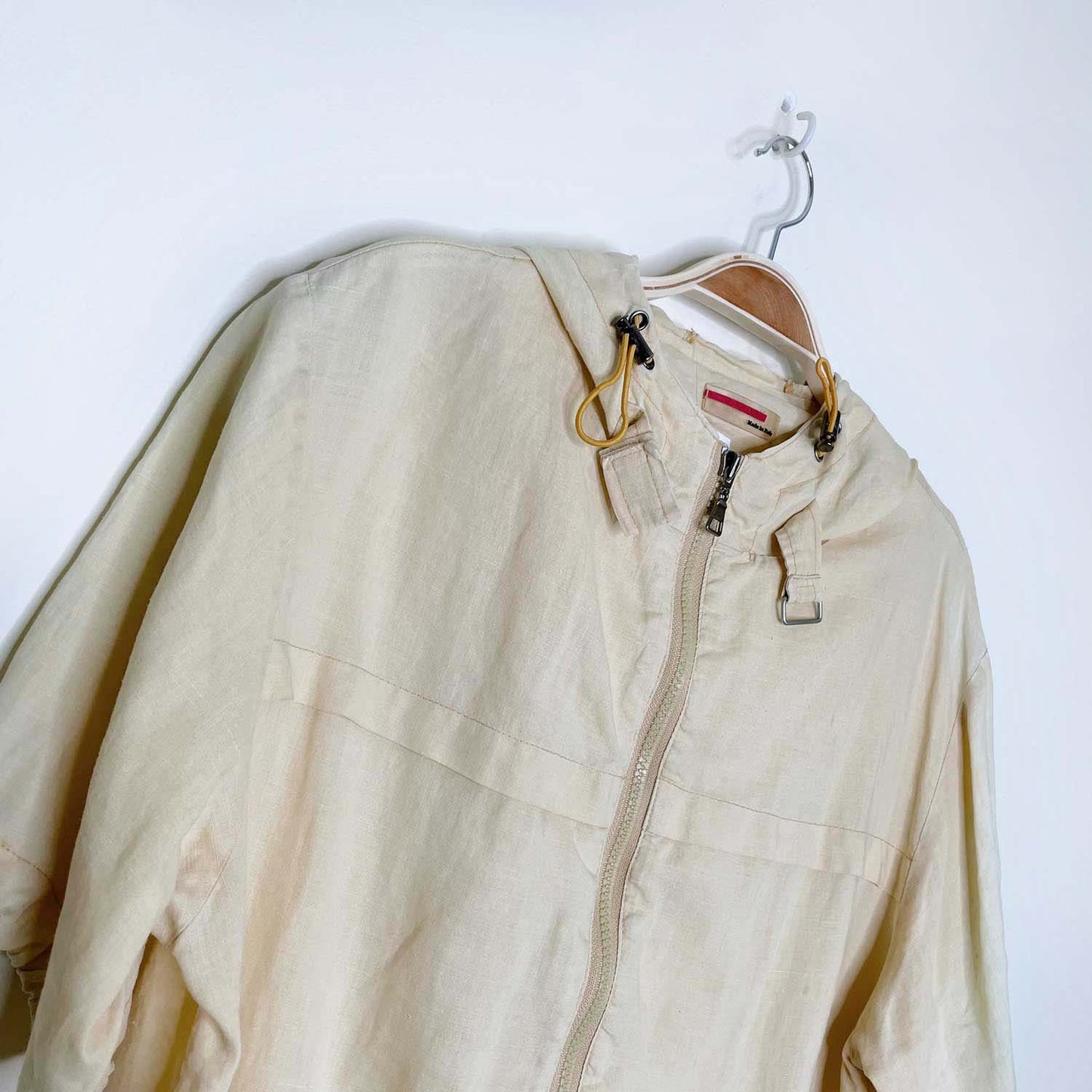 prada linen short sleeve drawstring hooded jacket - size small