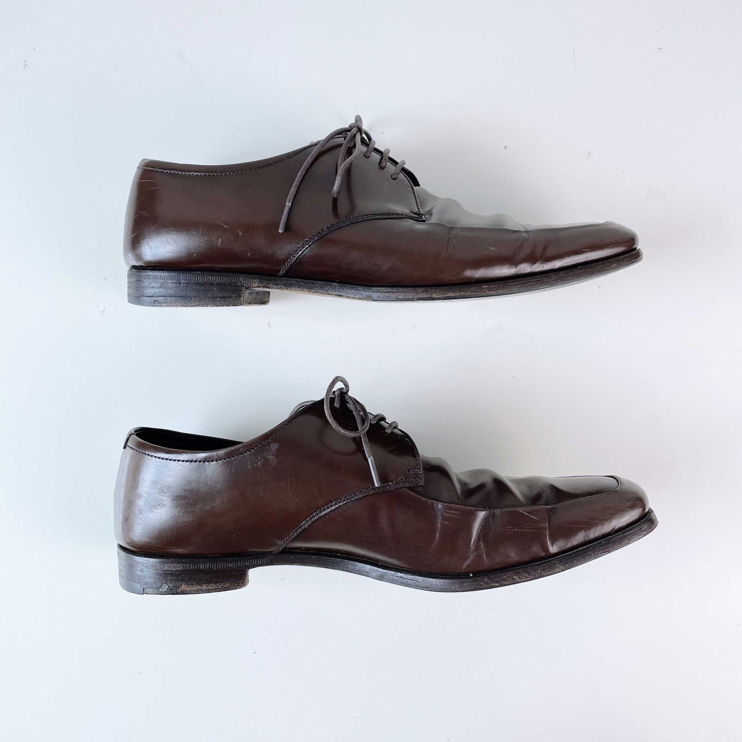 prada brown leather dress shoes