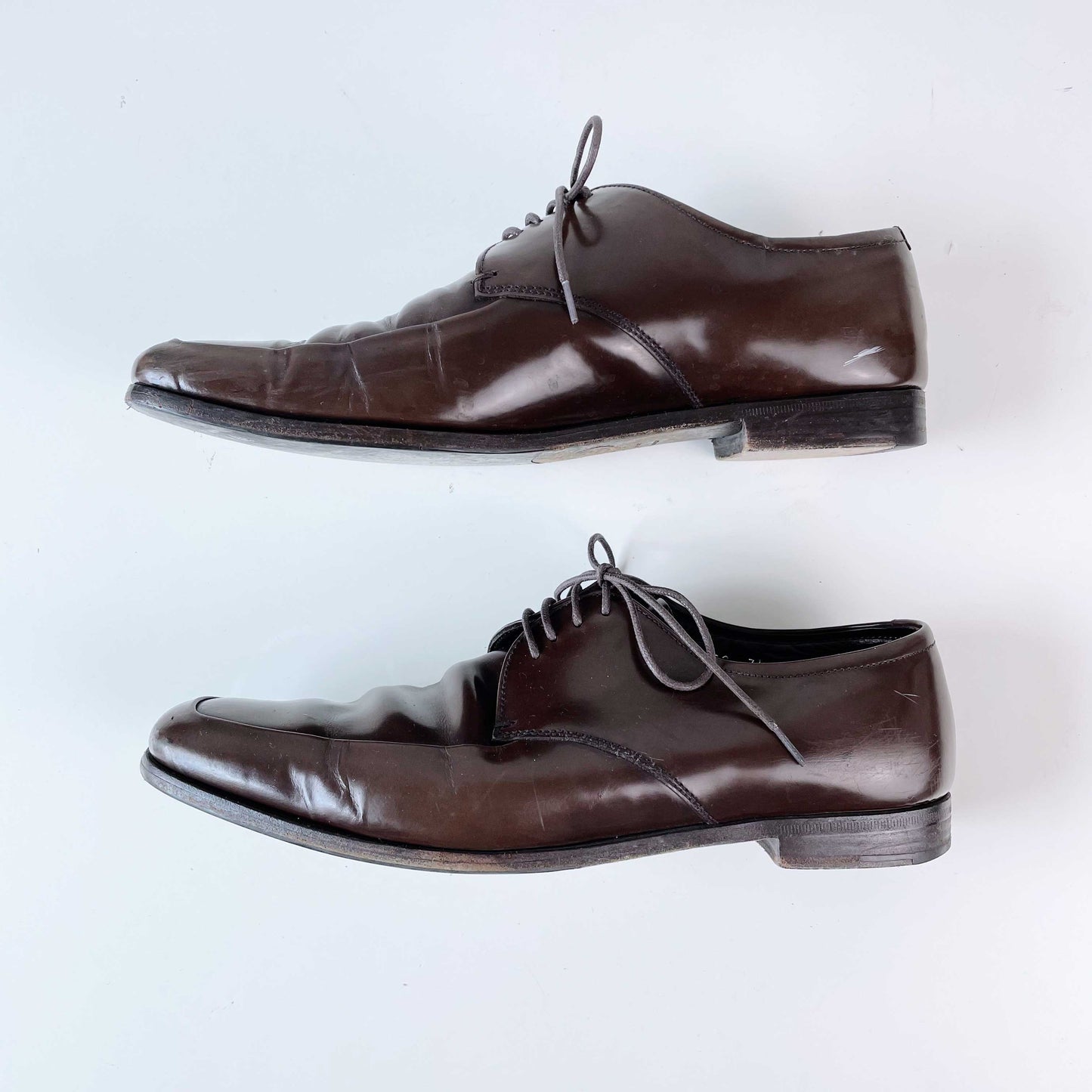 prada brown leather dress shoes