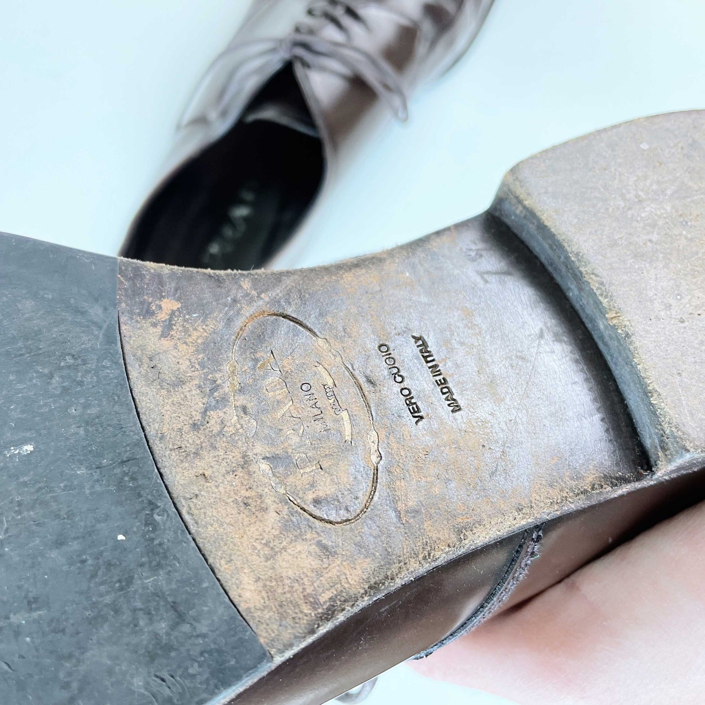 prada brown leather dress shoes