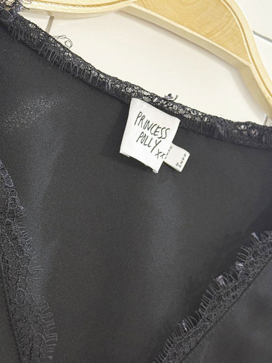 princess polly hagner lace trim tie front top - good market thrift store