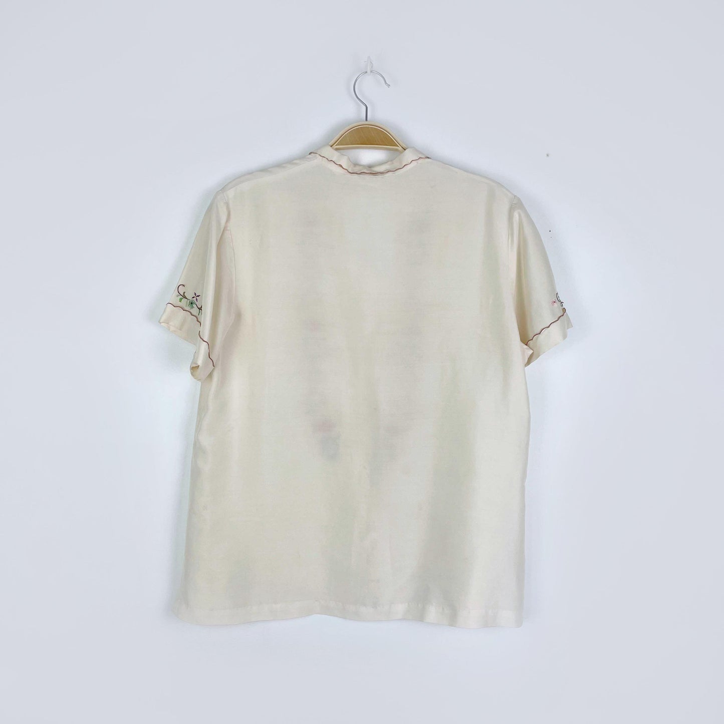 vintage 60s hand embroidered silk qipao blouse