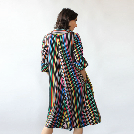 vintage 60's morsam lounging apparel rainbow stripe robe