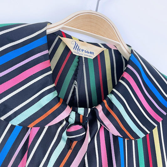 vintage 60's morsam lounging apparel rainbow stripe robe