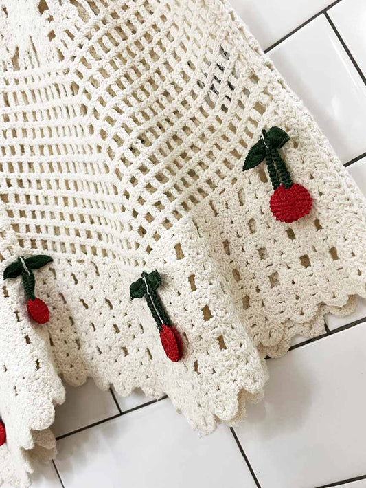 rebellion crochet knit cherry tank top - good market thrift store