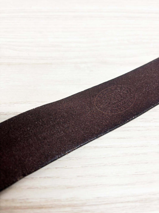 roots leather brass buckle belt - good market thrift store