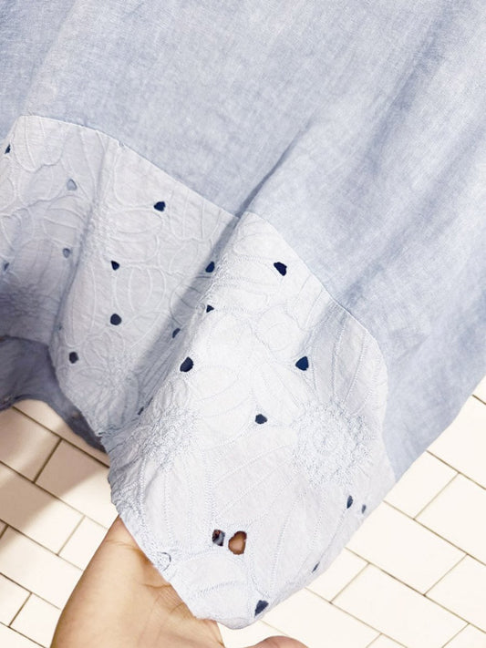 rosemarine 100% linen oversized floral eyelet trim maxi dress | made in Italy - good market thrift store