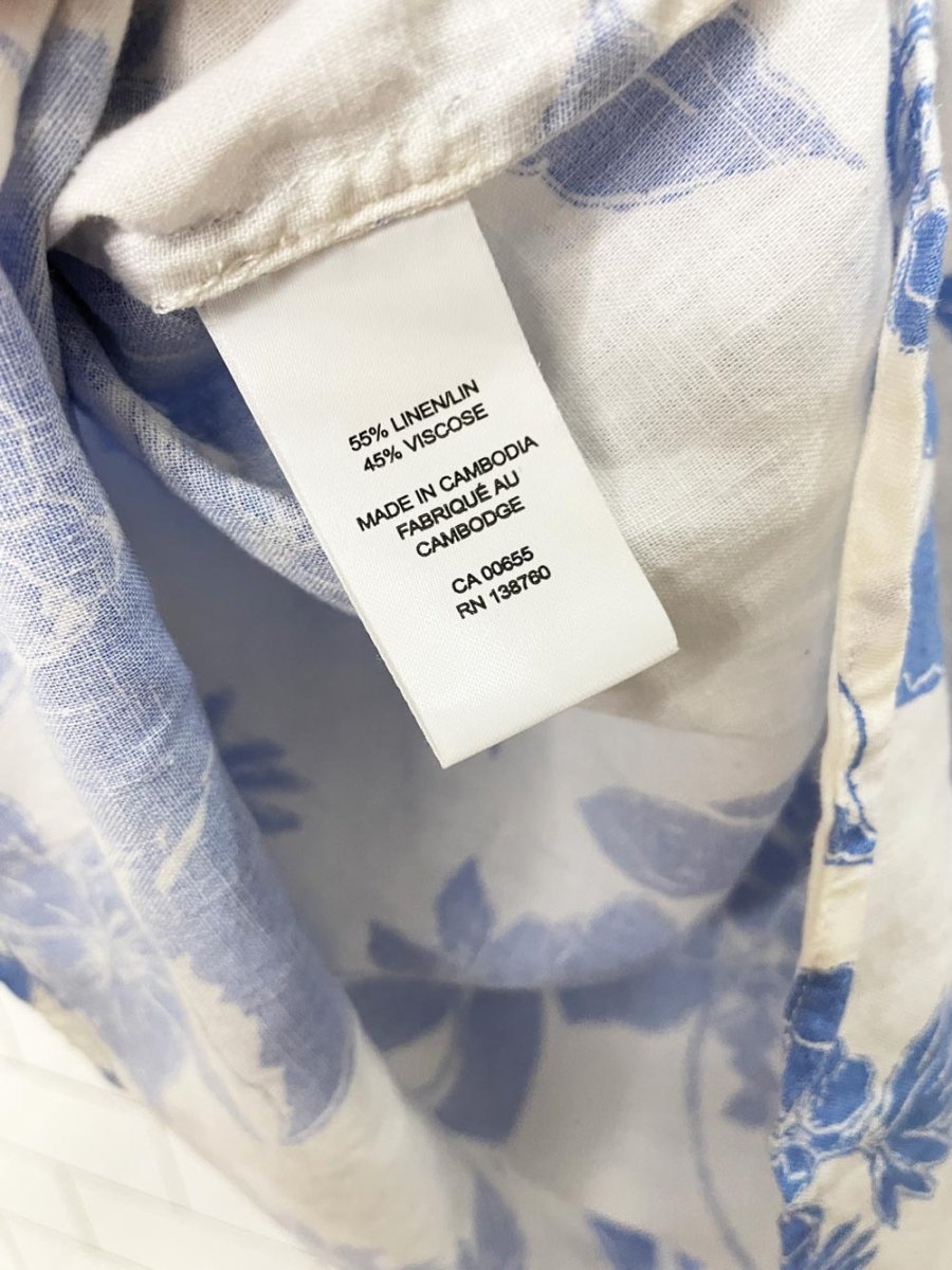 rw&co linen - blend puff sleeve floral blouse - good market thrift store
