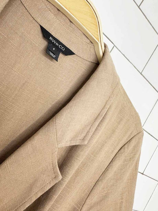 rw&co linen-blend wide leg collared jumpsuit - good market thrift store