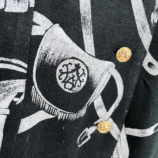 vintage saddle print fitted knit jacket