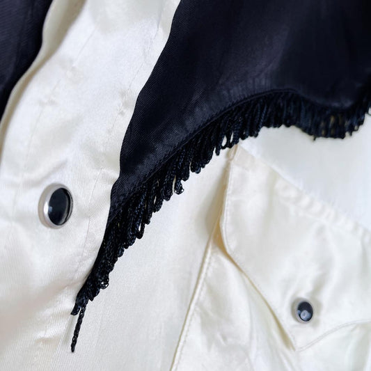 vintage 80s ranch and town satin fringe western shirt | made in USA