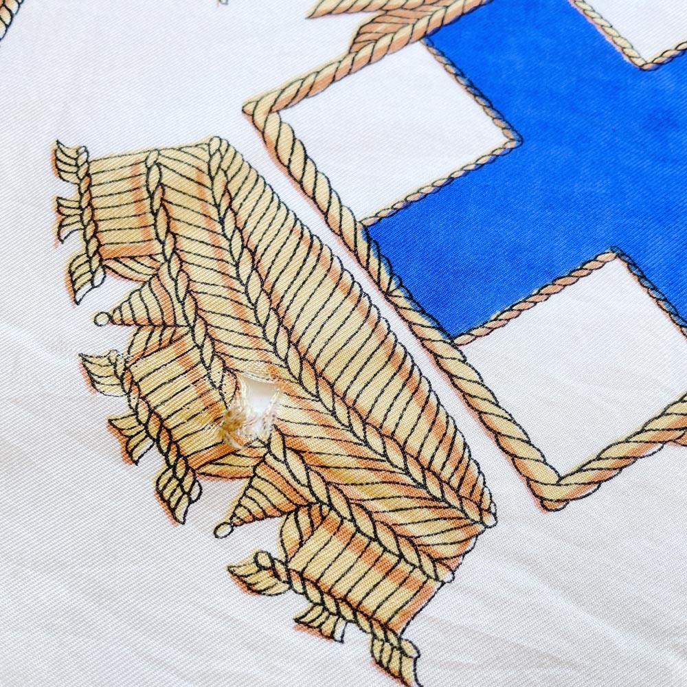 vintage 60s messageries maritimes nautical silk scarf with hand-rolled edge