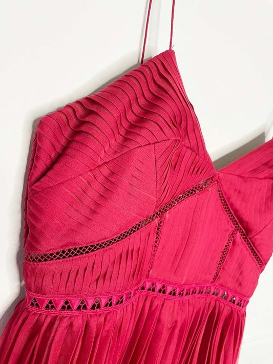 self - portrait pleated chiffon midi cocktail dress - good market thrift store