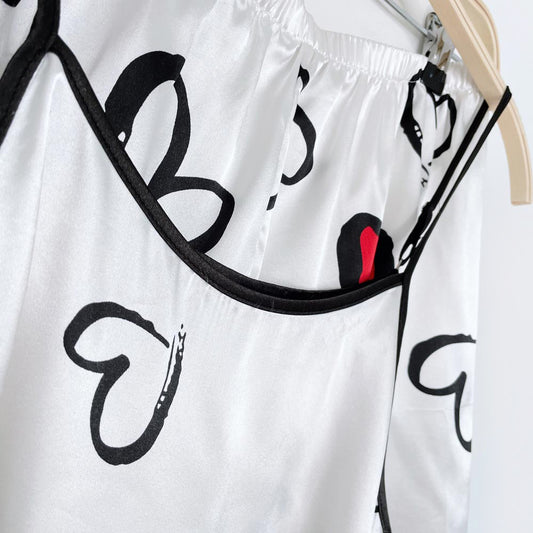 sketched hearts satin cami + shorts set