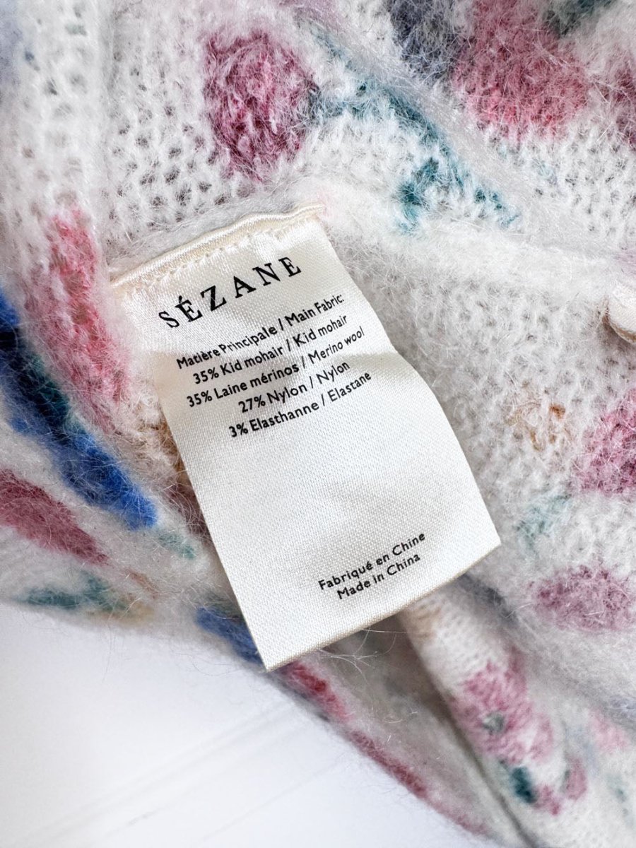 sézane kid mohair-wool garden flowers knit sweater | la fil rouge - good market thrift store