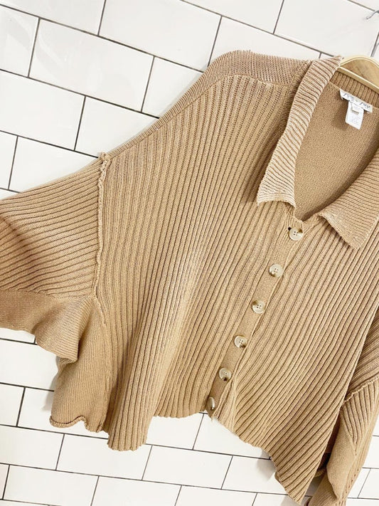 she + sky super boxy knit collared cardigan sweater - good market thrift store