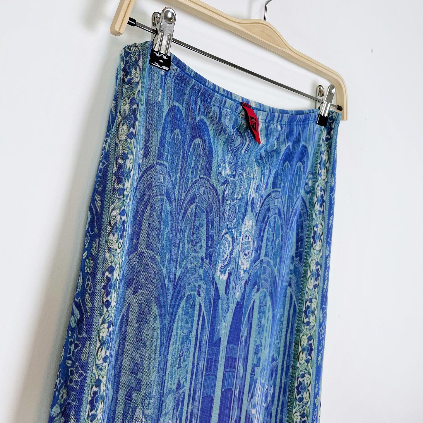 just in time blue sheer midi skirt - size medium