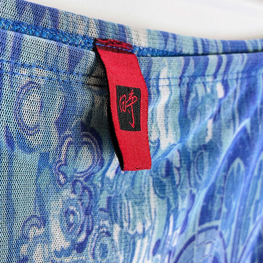 just in time blue sheer midi skirt - size medium