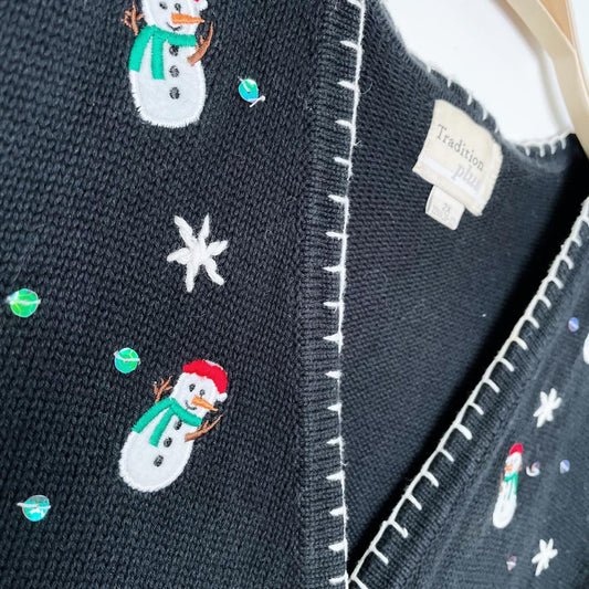 vintage 00s tradition plus blanket stitch snowman knit vest