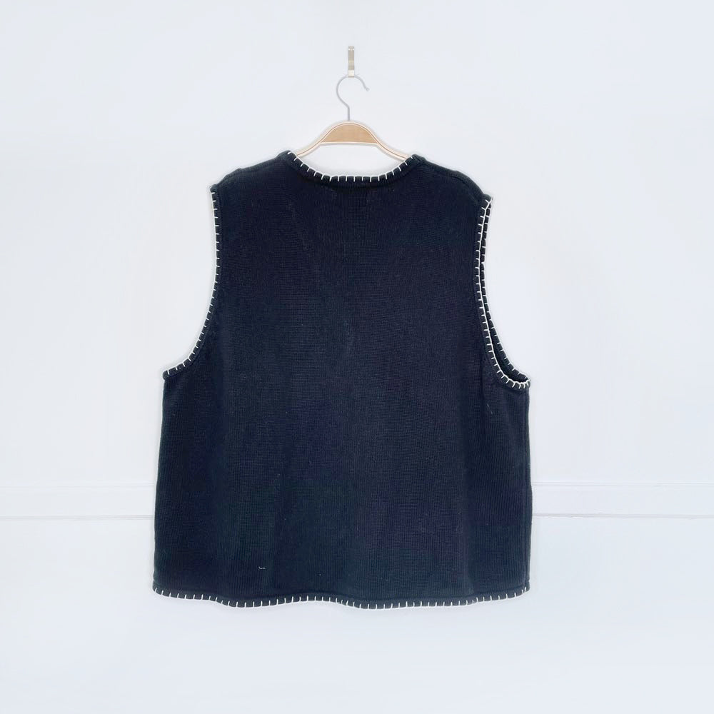 vintage 00s tradition plus blanket stitch snowman knit vest