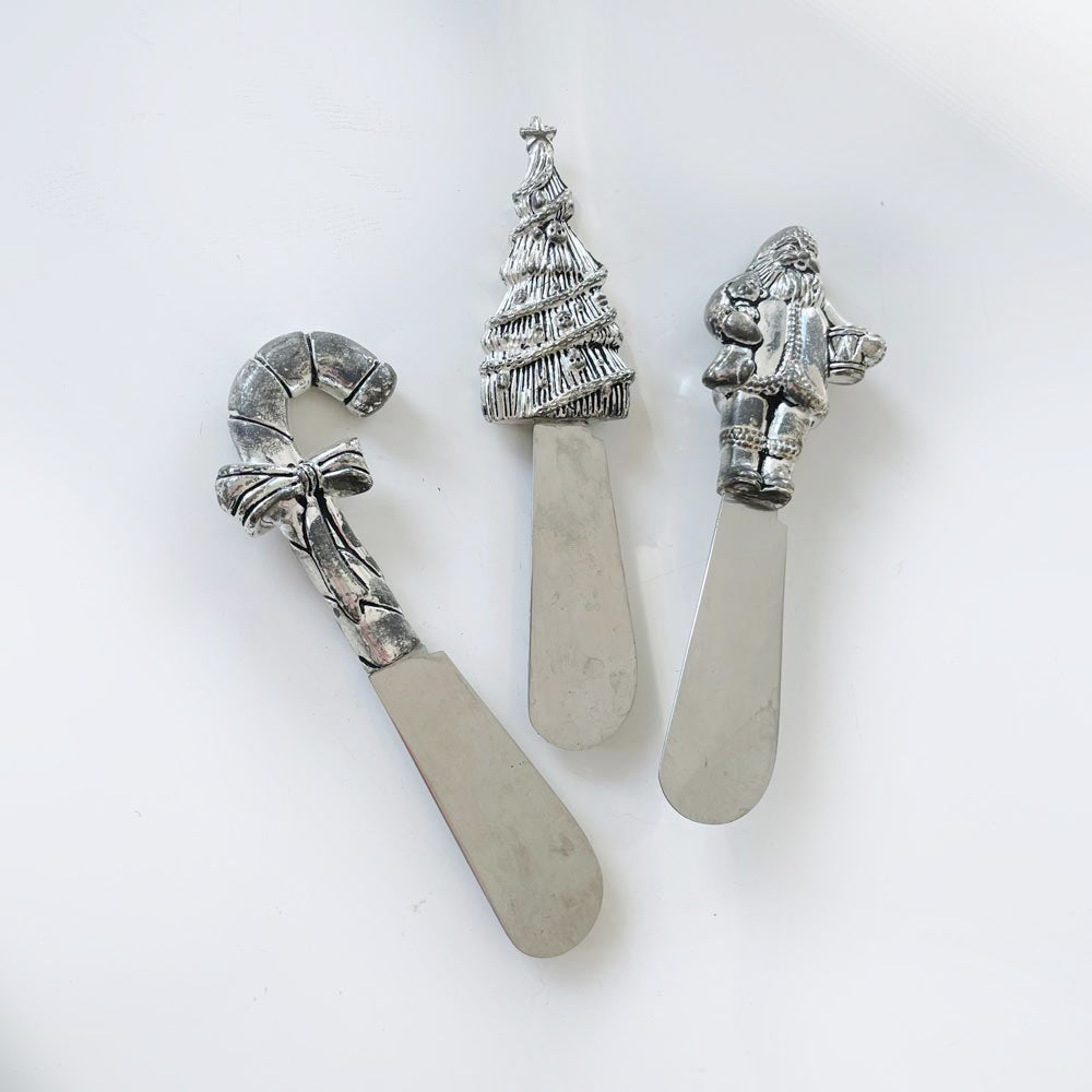 set of three stainless steel holiday spreaders