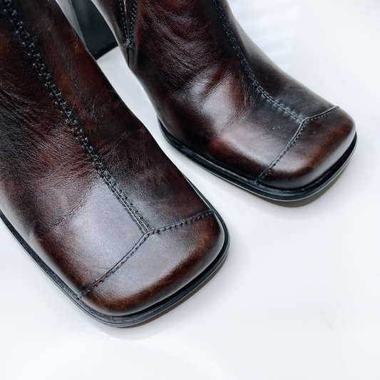 vintage y2k spring leather square toe mules - size 38