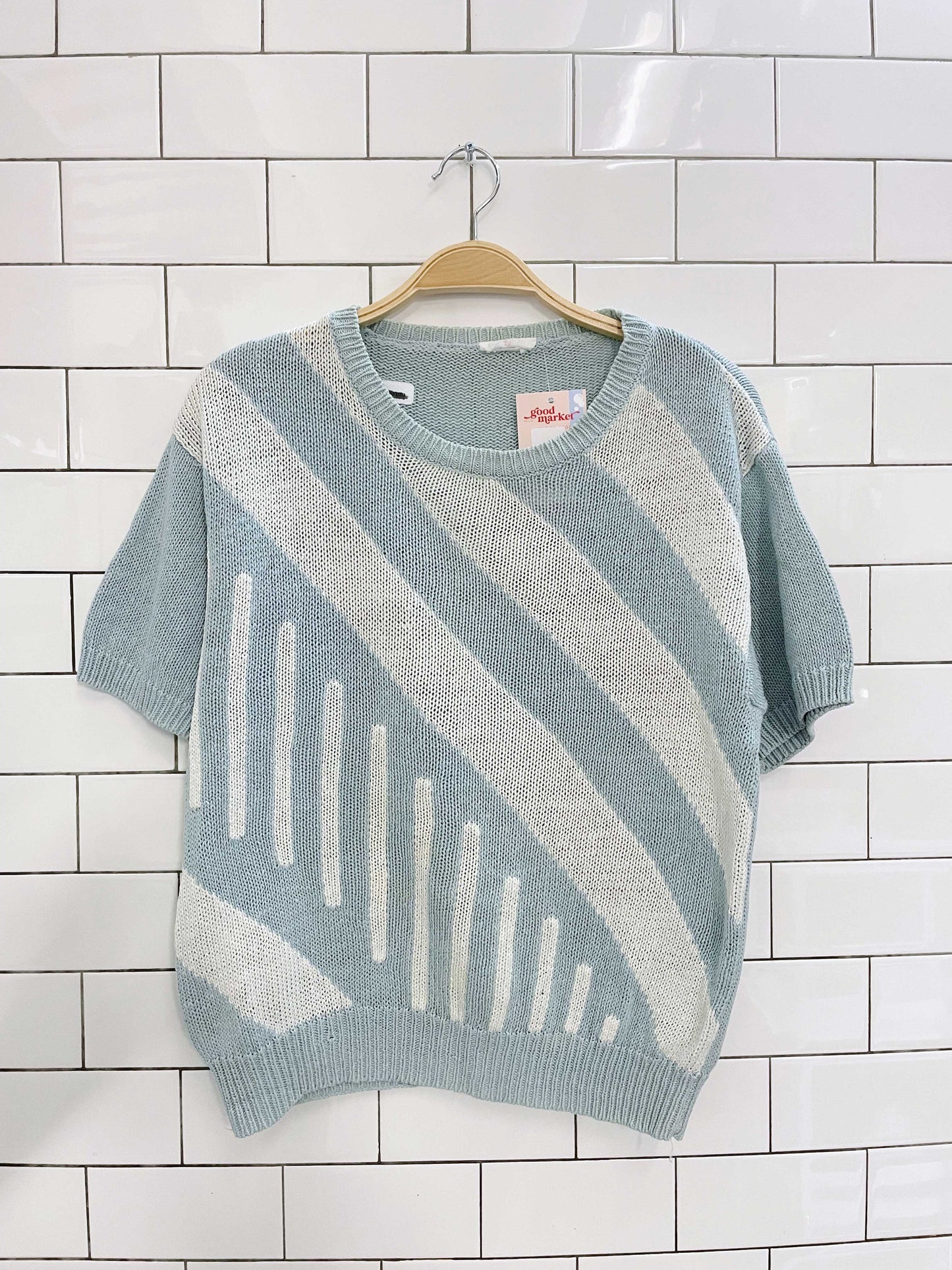 vintage linen-blend ss knit top