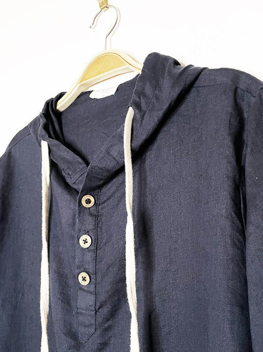 steam beachwear+ 100% linen hooded pullover - good market thrift store
