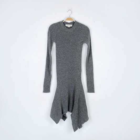stella mccartney wool ribbed knit sharkbite sweater dress