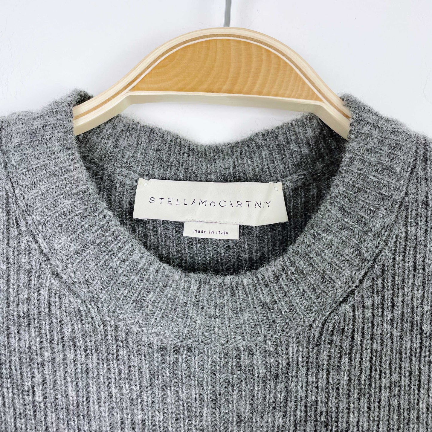 stella mccartney wool ribbed knit sharkbite sweater dress