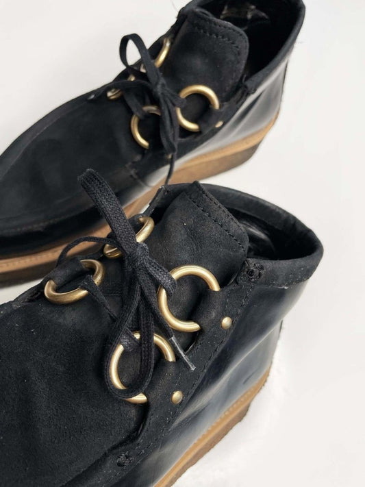 stella mccartney brody suede + faux leather platform boots - good market thrift store