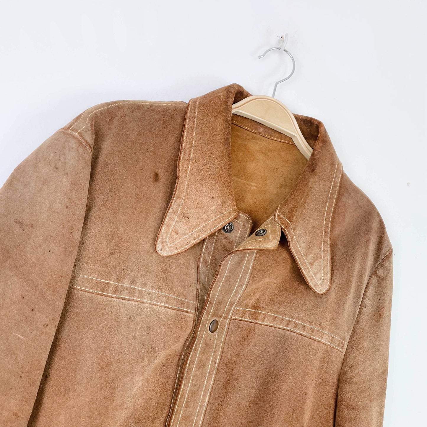 vintage tough suede snap button rancher jacket